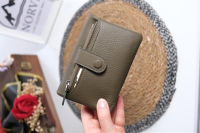 Kartlıklı Kadın Hakiki Deri Cüzdan Haki 1355