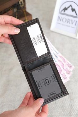 Klasik Hakiki Deri Cüzdan Koyu Kahverengi 1003