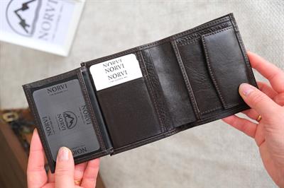 Madeni Para Gözlü Hakiki Deri Cüzdan Koyu Kahverengi 1011