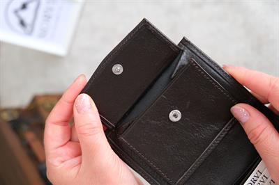 Madeni Para Gözlü Hakiki Deri Cüzdan Koyu Kahverengi 1011