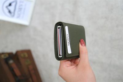 Mekanizmalı Otomatik Hakiki Deri Kartlık  Haki Yeşil 1041