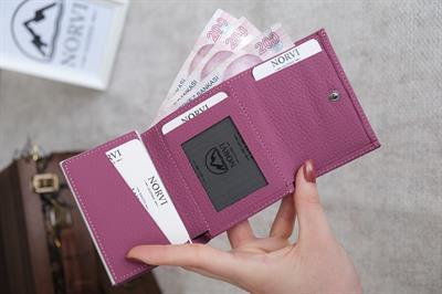 Mekanizmalı Otomatik Hakiki Deri Kartlık Pembe 1041
