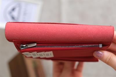 Saraciye Dikişli Çok Bölmeli Hakiki Deri Cüzdan Kadın Kırmızı 1065