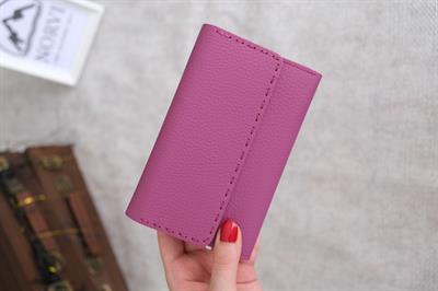 Saraciye Dikişli Çok Bölmeli Hakiki Deri Cüzdan Kadın Pembe 1065