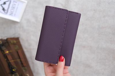 Saraciye Dikişli Çok Bölmeli Hakiki Deri Cüzdan Kadın Mor 1065 