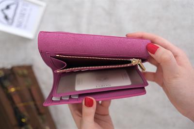 Saraciye Dikişli Çok Bölmeli Hakiki Deri Cüzdan Kadın Pembe 1065