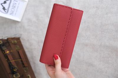 Saraciye Dikişli Telefon Bölmeli Hakiki Deri Cüzdan Kırmızı 1052