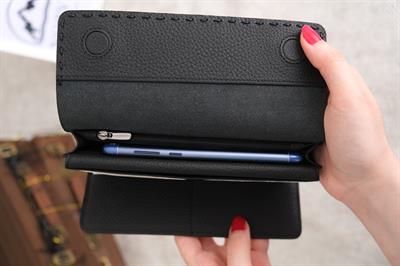 Saraciye Dikişli Telefon Bölmeli Hakiki Deri Cüzdan Siyah Renk 1052