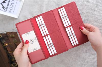 Saraciye Dikişli Telefon Bölmeli Hakiki Deri Cüzdan Kırmızı 1052