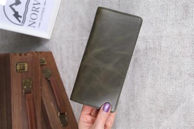 Telefon Bölmeli Cüzdan Hakiki Deri El Tutamaçlı Haki 1028