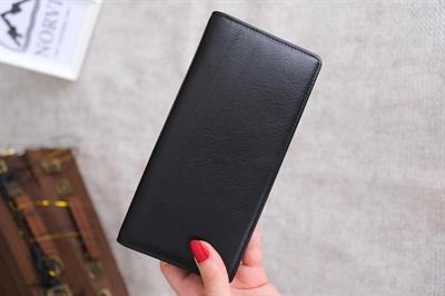 Telefon Bölmeli El Tutamaçlı Hakiki Deri Cüzdan Parlak Siyah 1028