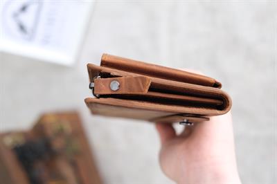 Telefon Bölmeli Hakiki Deri Fermuarlı Cüzdan Taba 1163