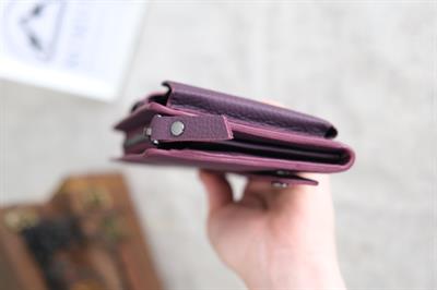 Telefon Bölmeli Hakiki Deri Fermuarlı Cüzdan Mor 1163