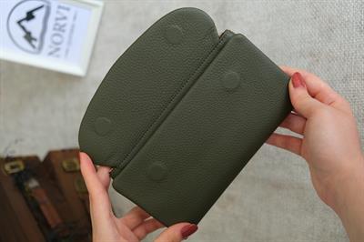 Telefon Bölmeli Hakiki Deri Kadın Cüzdan Yeşil 1055