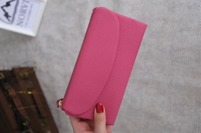 Telefon Bölmeli Hakiki Deri Kadın Cüzdan Pembe 1055
