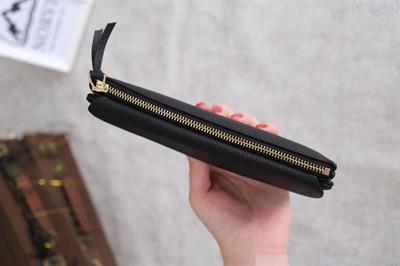 Telefon Bölmeli Hakiki Deri Kadın Cüzdan Siyah 1055