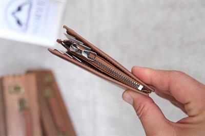 Hakiki Deri Cüzdan Fındık Renk - Kadın Erkek Kullanımlı Unisex 1237