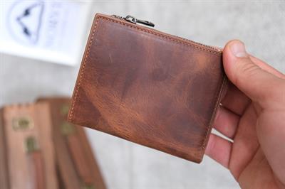 Hakiki Deri Cüzdan Fındık Renk - Kadın Erkek Kullanımlı Unisex 1237