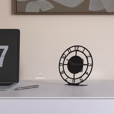 Alfams ALF2031 Modern Masaüstü Metal Saat – 16 cm Sessiz Mekanizmalı Dekoratif Saat