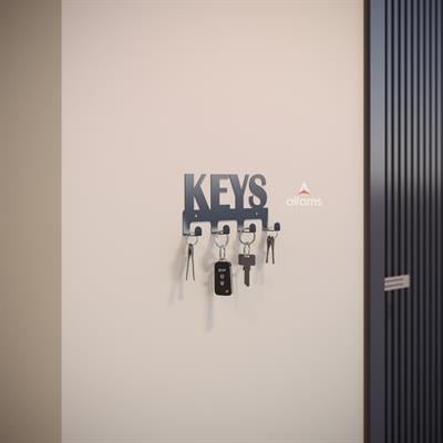 Alfams Keys Metal Anahtar Askılığı - 14x8 cm 4 Kancalı Antre Askısı