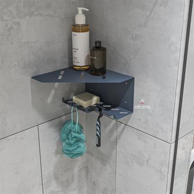 Alfams Metal Köşe Banyo Rafı ve Duş Düzenleyici - Paslanmaz Şampuanlık