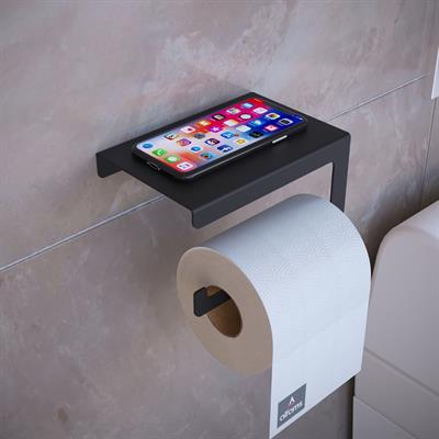 Alfams Metal Modern Raflı Tuvalet Kağıtlığı – Telefon ve Aksesuar Askılı Paslanmaz WC Peçete Tutucu