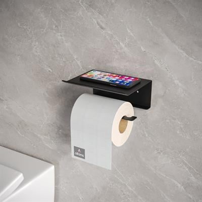 Alfams Metal Raflı Tuvalet Kağıtlığı – Telefon ve Aksesuar Raflı Modern WC Kağıtlık ve Düzenleyici