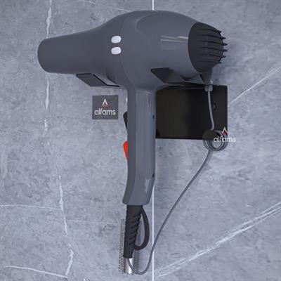Alfams Metal Saç Kurutma Makinesi Tutacağı – Banyo Lavabo Fön Makinesi Askısı, Ultra Güçlü Yapışkanlı