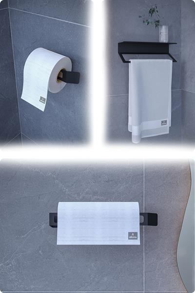 Metal 3'lü Set – Tuvalet Kağıtlık, Havlu Askısı ve Kağıt Havluluk | Modern Banyo ve Mutfak Düzenleyici