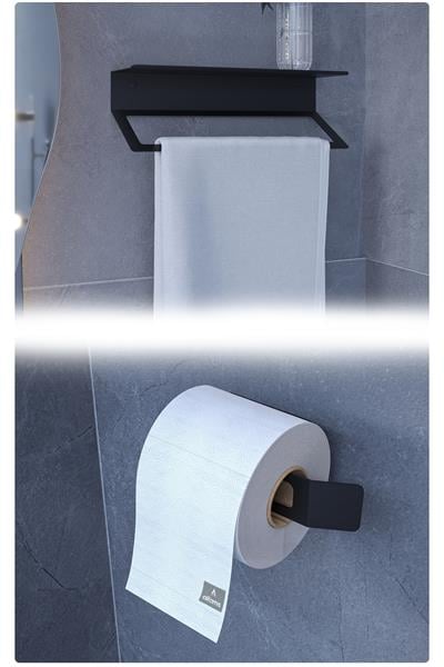 Metal İkili Set – Tuvalet Kağıtlık ve Havlu Askısı | Modern Banyo ve Tuvalet Düzenleyici