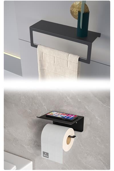 Metal İkili Set – Tuvalet Kağıtlık ve Havlu Askısı | Modern Banyo ve Mutfak Düzenleyici