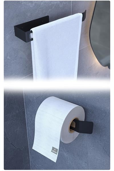 Metal İkili Set – Tuvalet Kağıtlık ve Havlu Askısı | Modern Banyo ve Mutfak Düzenleyici