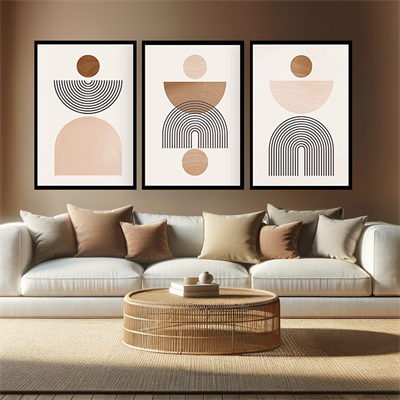 Bohem Kahve Oval Geometrik Tablo KZY-BHM-255