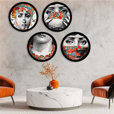 Fornasetti Turuncu Detay Yuvarlak Tablo I KZY-CDA-471