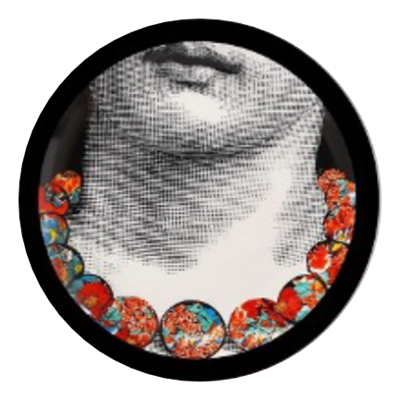 Fornasetti Turuncu Detay Yuvarlak Tablo I KZY-CDA-471