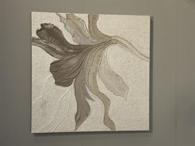 Gri Çiçek Detay Kabartmalı Yağlıboya Duvar Aksesuarı I KZY-EXC-458