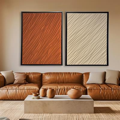 Kiremit ve Krem Kumaş Detay Duvar Aksesuarı I KZY-EXC-448-KİREMİT - KZY-EXC-448-KREM