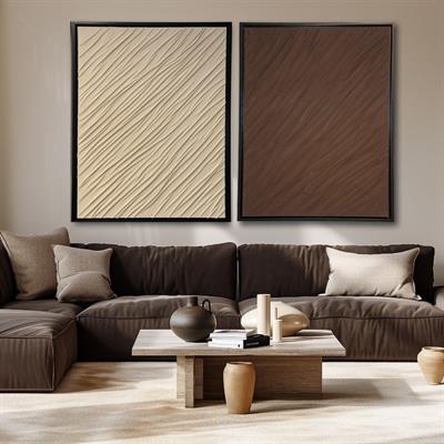 Krem Kahve Kumaş Duvar Aksesuarı I KZY-EXC-448-KREM - KZY-EXC-448-KAHVE