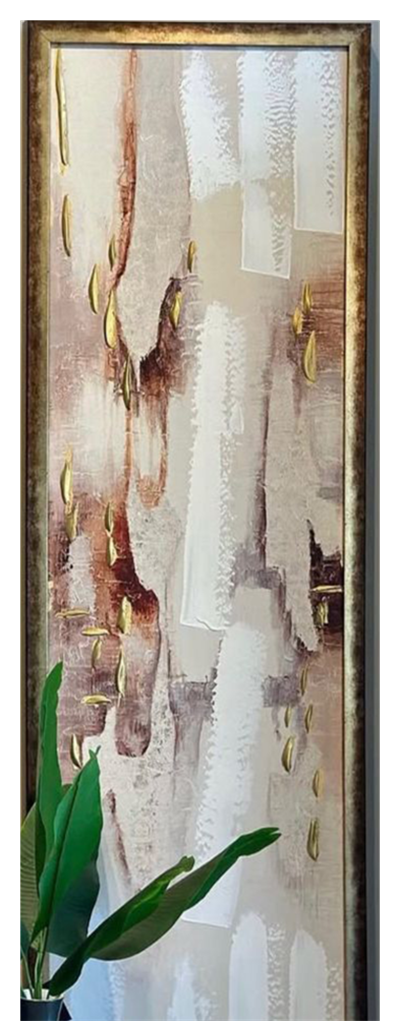 Krem Kahve Renk Detay Doku İşlemli Tablo KZY-AB-717