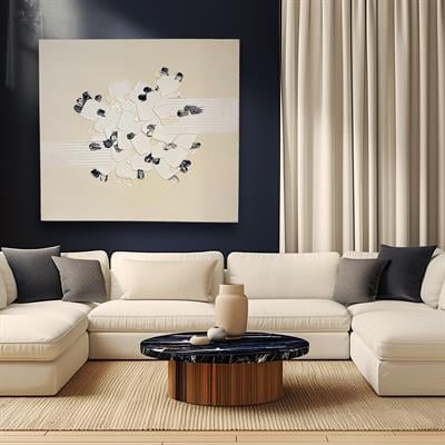 Mavi Beyaz Yağlıboya Detay Duvar Aksesuarı I KZY-EXC-434