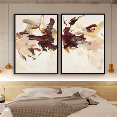 Mürdüm/Bej Renk İskandinav Tarz Doku İşlemli Kanvas Tablo I KZY-AB-2403