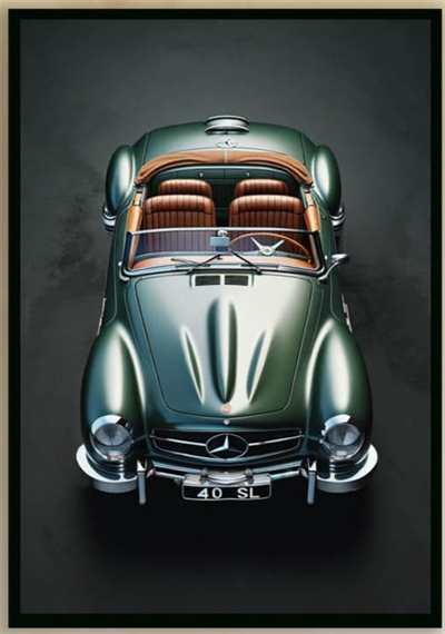 Retro Yeşil Araba Tablo-KZY-UV-5103