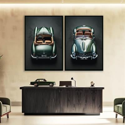 Retro Yeşil Araba Tablo-KZY-UV-5103