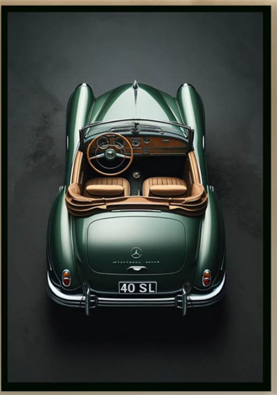 Retro Yeşil Araba Tablo-KZY-UV-5103