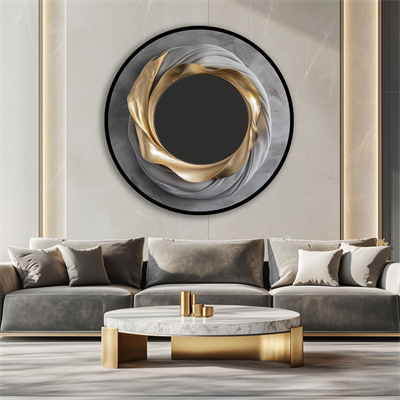 Sarmal Antrasit-Gold Detay Yuvarlak Tablo KZY-CDA-496