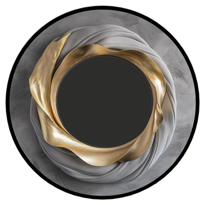 Sarmal Antrasit-Gold Detay Yuvarlak Tablo KZY-CDA-496