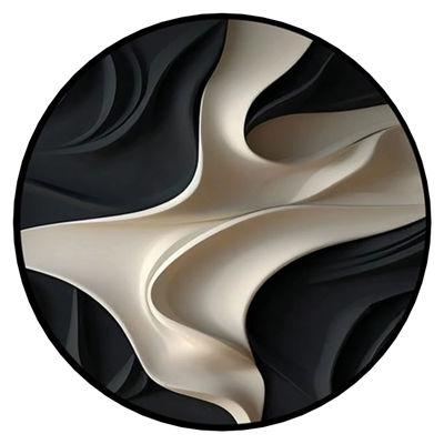 Sarmal Detay Siyah Beyaz Yuvarlak Tablo KZY-CDA-493