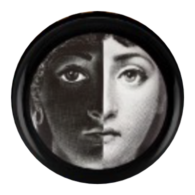 Siyah Beyaz Detay Fornasetti Yuvarlak Tablo I KZY-CDA-470