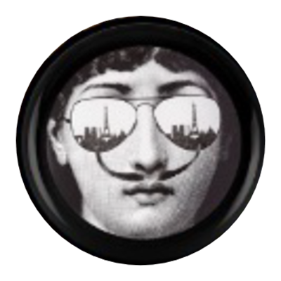 Siyah Beyaz Detay Fornasetti Yuvarlak Tablo I KZY-CDA-470