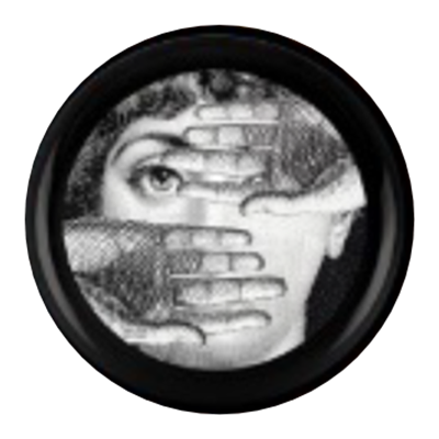 Siyah Beyaz Detay Fornasetti Yuvarlak Tablo I KZY-CDA-470